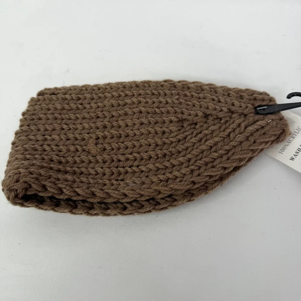 New Rose Embroidered Knit Headband Ear Warmer Brown Floral WT-510R